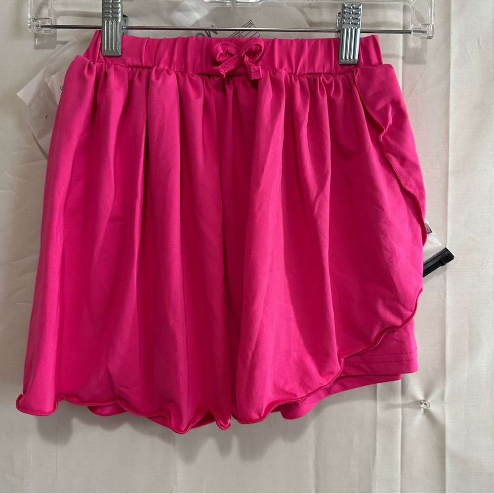 SHEIN Girls Pink Skorts with Elastic Waistband and Scallop Hem Size 7Yr
